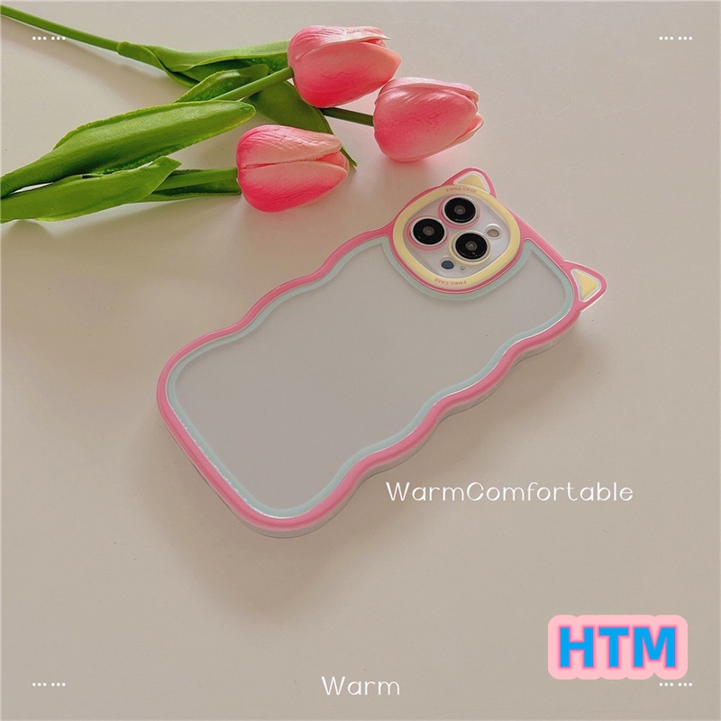 Ốp Lưng Chất Liệu TPU Silicone Trong Suốt Hình Tai Mèo Cho Iphone 13 Pro Max 12 11 X / XS XR XSMAX 7P / 8P