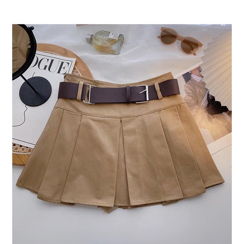 CHÂN VÁY NGẮN XẾP LY KÈM BELT CHO BÉ- HÀNG QCCC