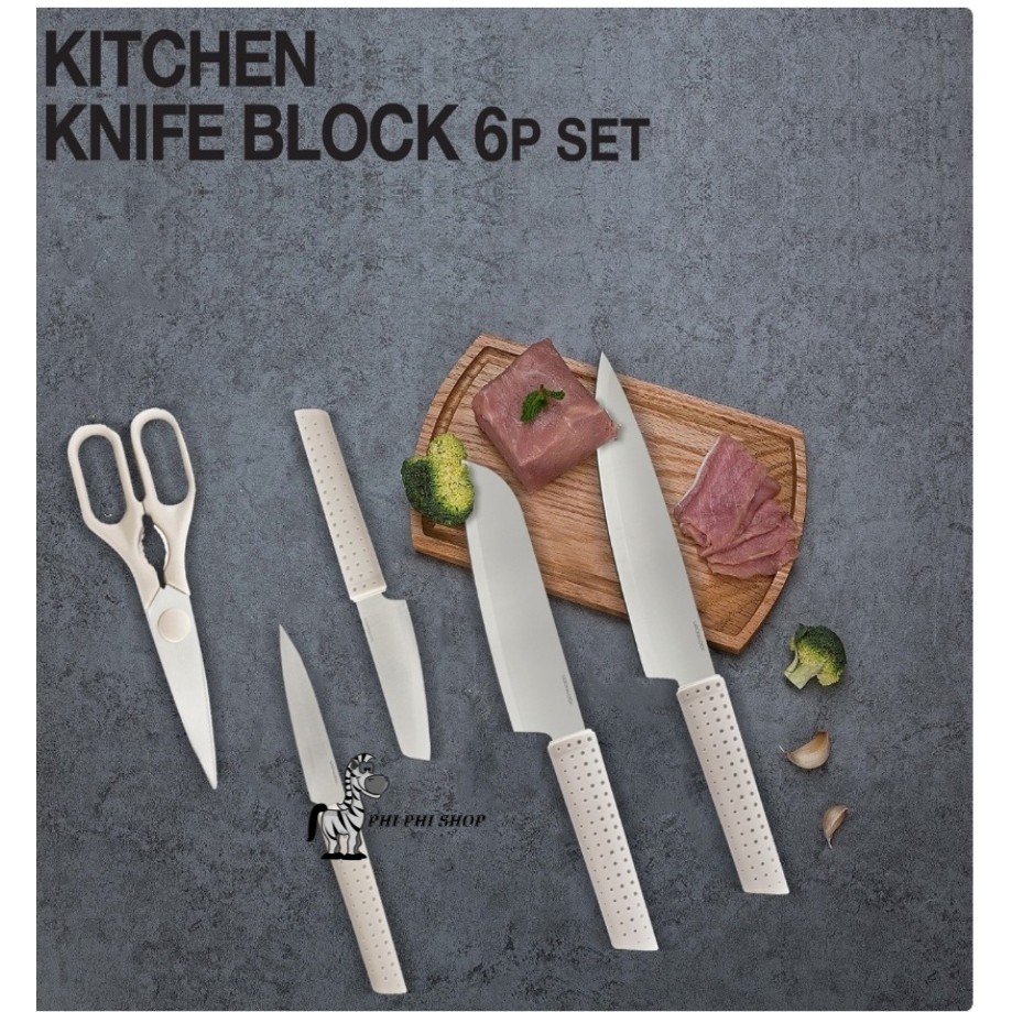 Bộ dao 6 món Lock&amp;Lock CKK802 (4 dao, 1 kéo, 1 hộp đựng dao)