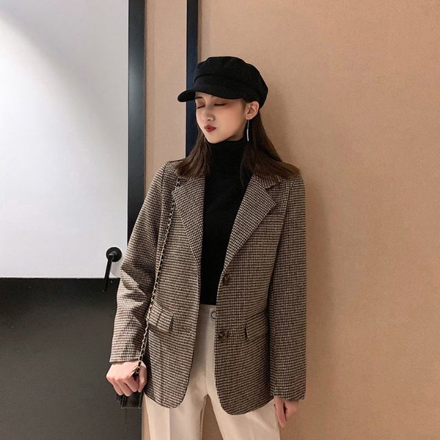 Blazer dáng xuông hoạ tiết zigzag, phong cách ulzzang Hàn Quốc | BigBuy360 - bigbuy360.vn