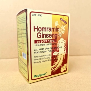 HOMRAMIN GINSENG NHÂM SÂM giúp tăng cường bồi bổ sức khỏe - Nguyên liệu nhập khẩu Mỹ - Hộp 60 viên