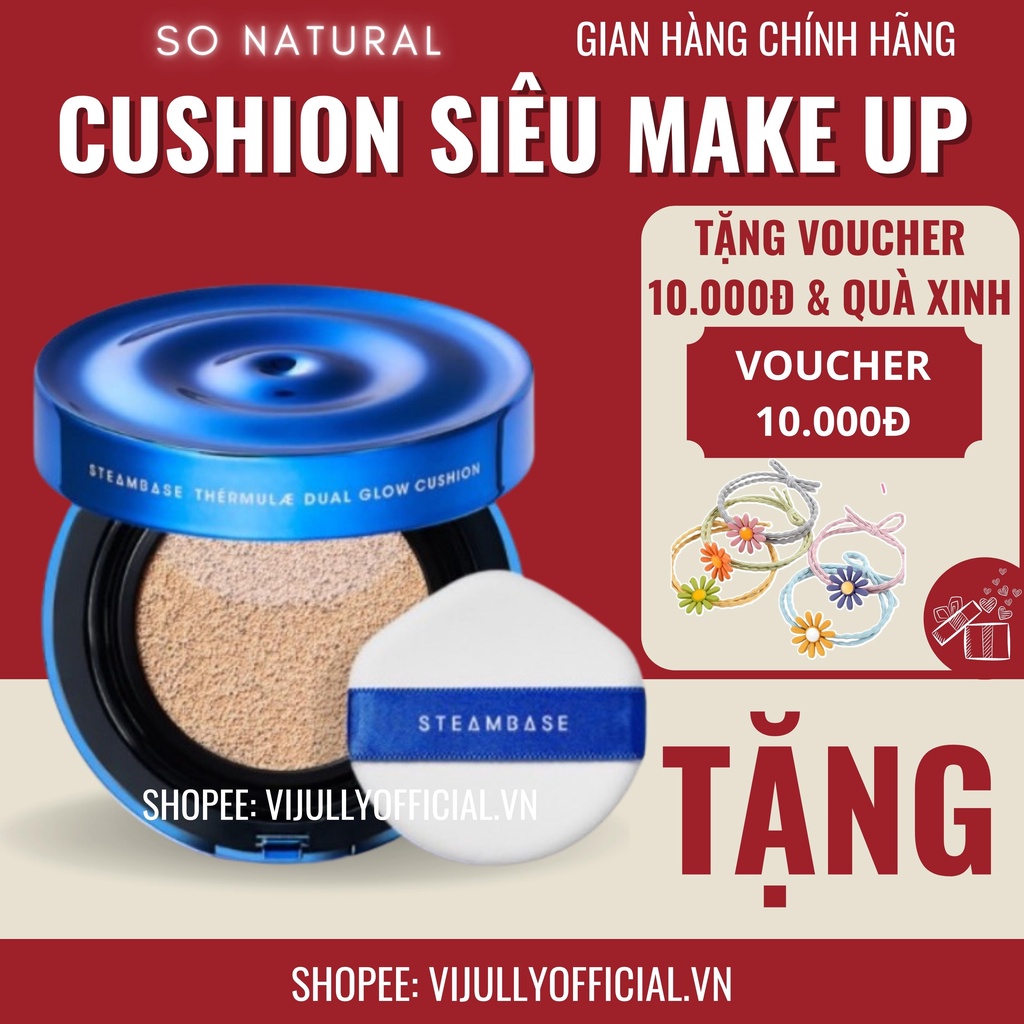 Cushion hạ nhiệt kép Steambase make up chuẩn da căng bóng Hàn Quốc, dưỡng trắng da chính hãng Sonatural