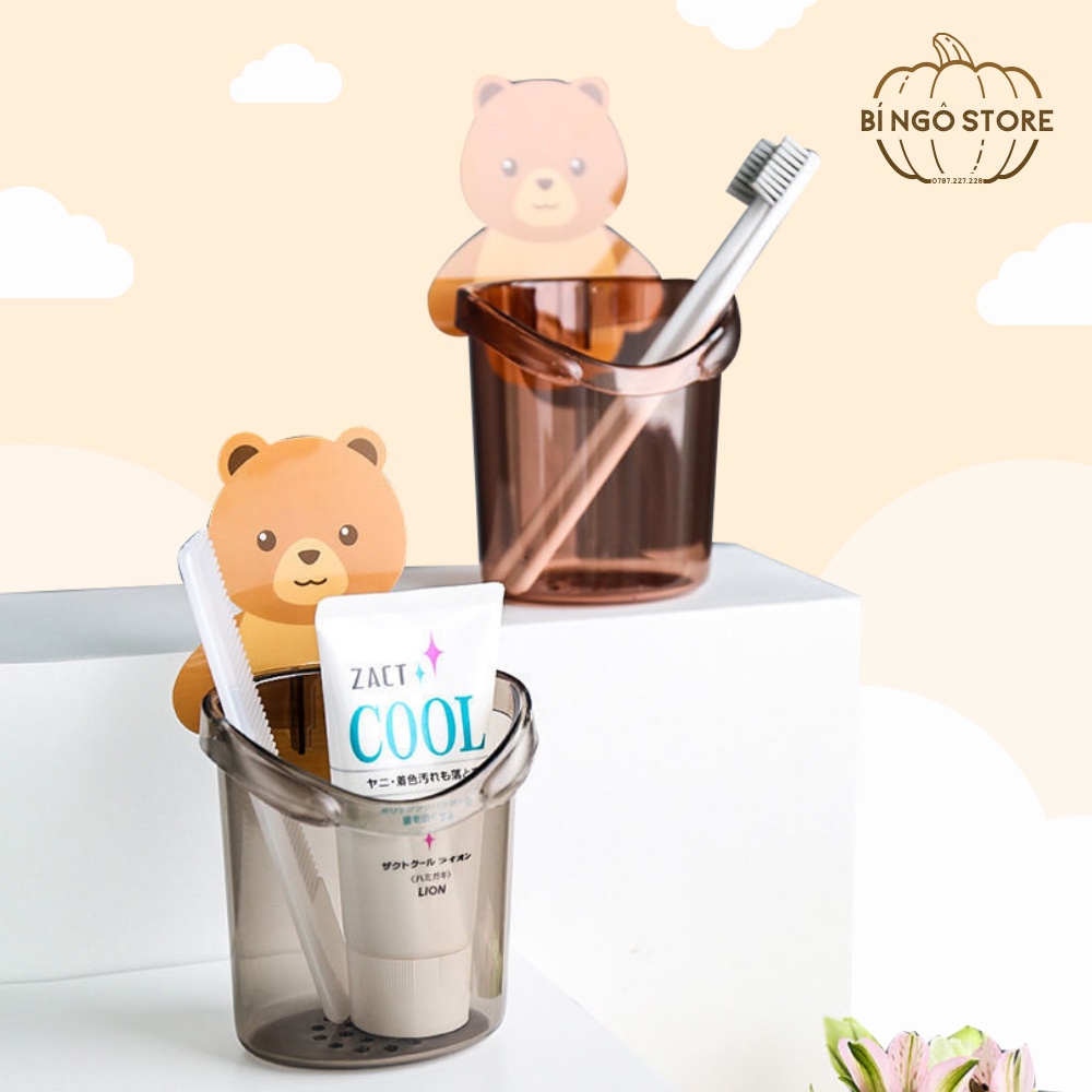 Cốc gấu dán tường, cóc gấu đựng bàn chải đánh răng