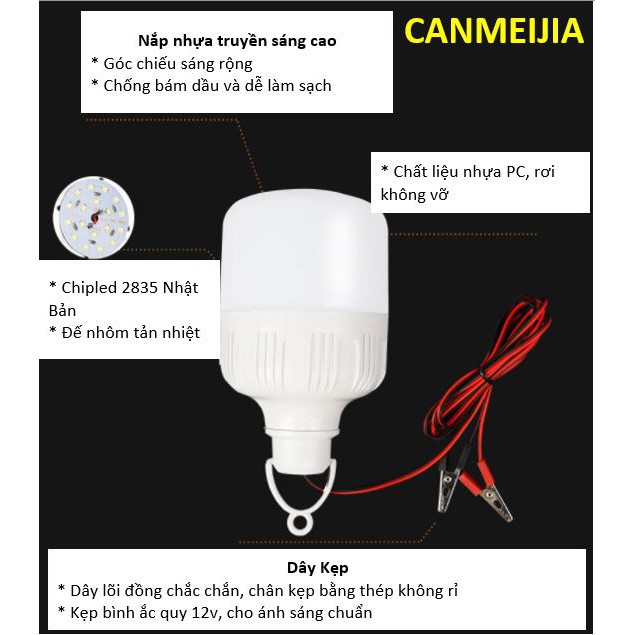 Bóng đèn led DC12v và AC/DC 12V~85V Canmeijia 30w 40w 50w siêu sáng, Chipled 5730 cao cấp