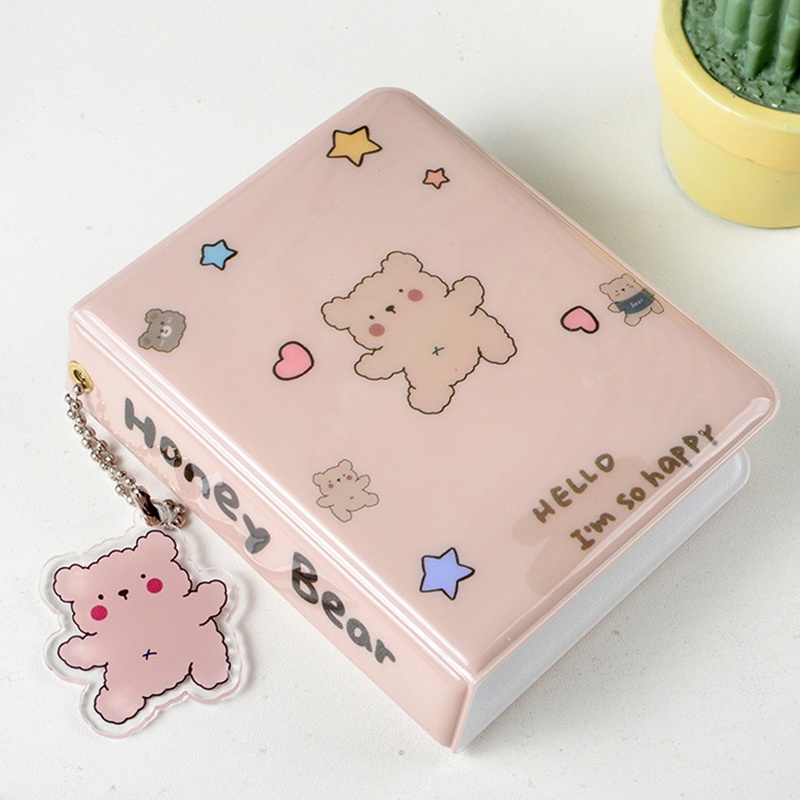 Cuốn Album Ảnh 3 inch Mini Bằng PP In Họa Tiết Gấu Hoạt Hình Dễ Thương Giá Đỡ