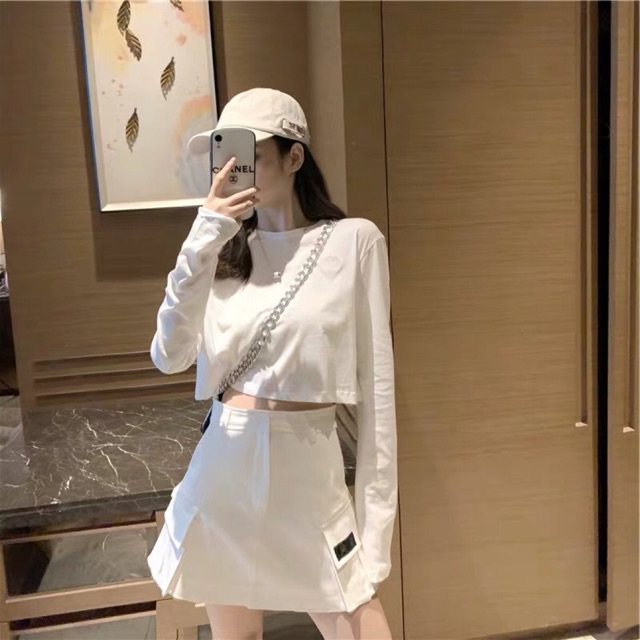 Set bộ bigsize áo croptop + chân váy