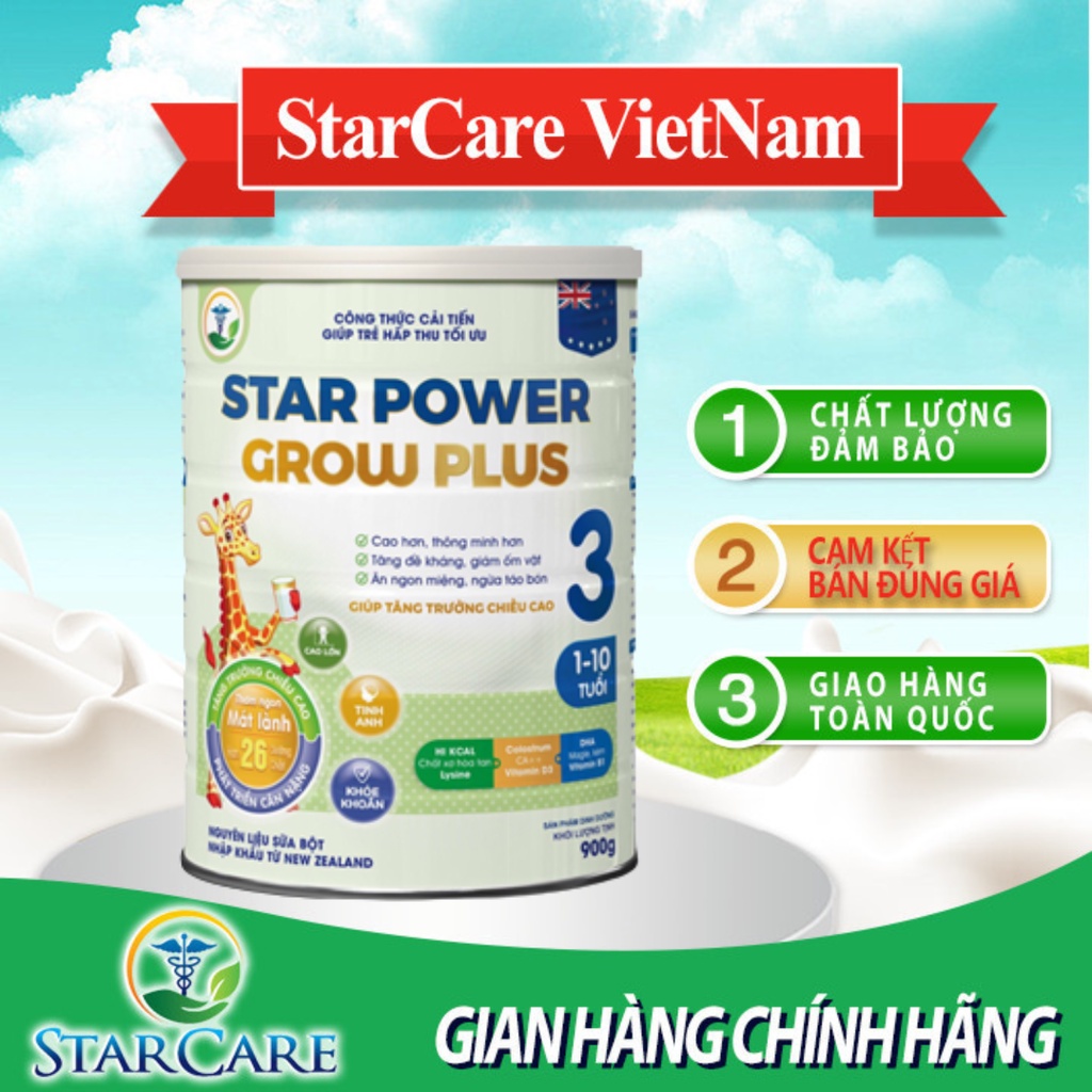 Sữa Bột Starpower Grow Plus Giúp Tăng Trưởng Chiều Cao, Dành Cho Bé Từ 1 Đến 10 Tuổi