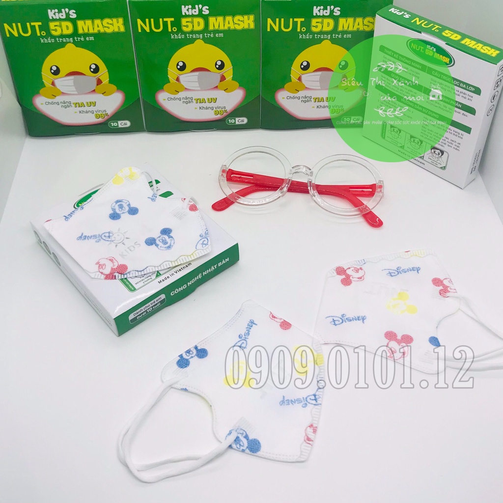 Khẩu trang em bé 5d thương hiệu Nut - Phương Tuyến chính hãng, 5d mask cho bé từ 1 - 3 tuổi