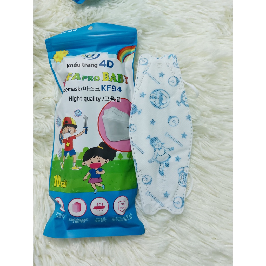 Combo 10 - 50 Cái Khẩu Trang Trẻ Em KF94 Có In Hình - Ôm Sát Mặt - Có Nẹp Mũi Chống Tuột