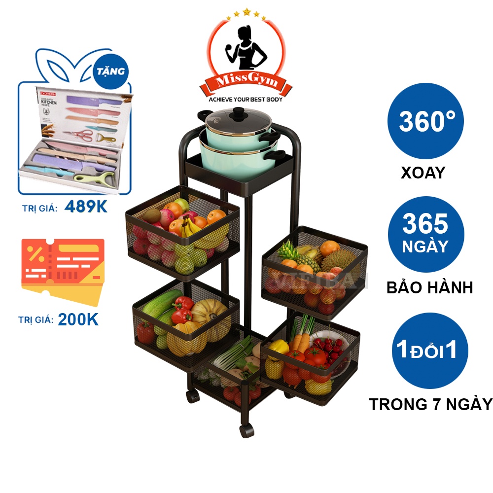 Kệ Vuông Xoay 360 Độ MISSGYM Đa Năng, Thép Không Gỉ, Sơn Tĩnh Điện, Tủ Đựng Đồ Nhà Bếp Thông Minh