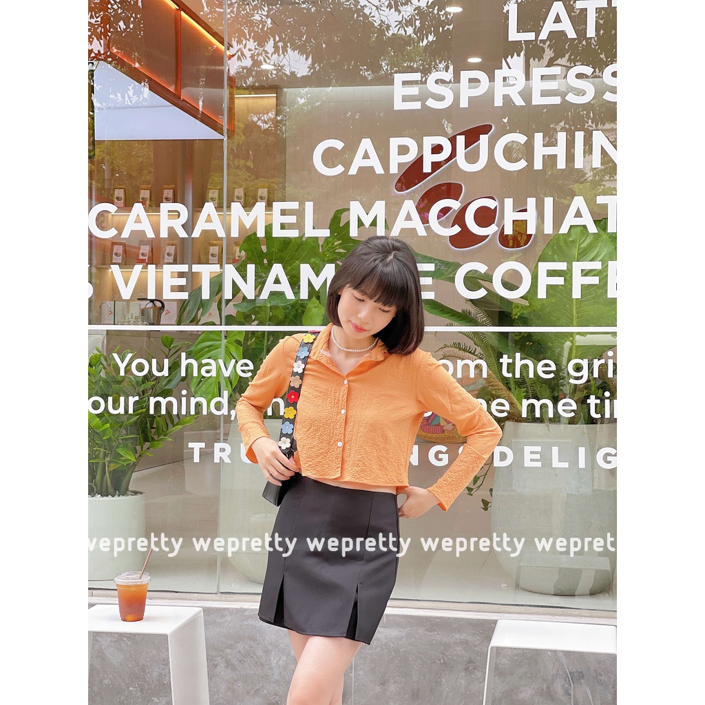 Áo sơmi dáng lửng chất đũi xốp nhẹ mềm mát phù hợp cho thời tiết hè dễ phối outfit năng động AH08 Weprettt Clothes | BigBuy360 - bigbuy360.vn