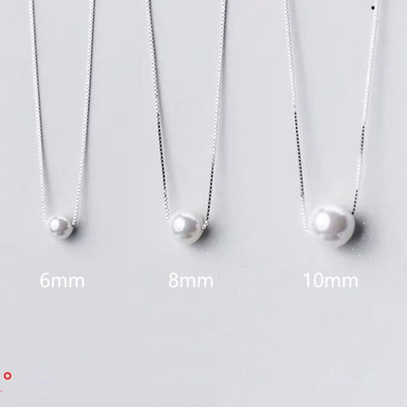 Vòng cổ Mạ Bạc 925 6mm / 8mm / 10mm Hình Vỏ Sò Đính Ngọc Trai