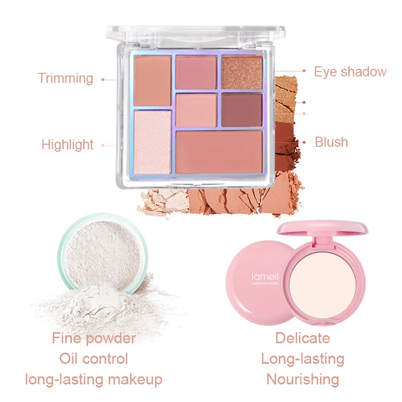 LAMEILA bộ trang điểm 17 sản phẩm Son môi+Mascara+kẻ mắt+Bàn chải trang điểm+Chất lỏng concealer+Lông mi clip+Lông mày dao+Nhãn bóng đĩa | BigBuy360 - bigbuy360.vn