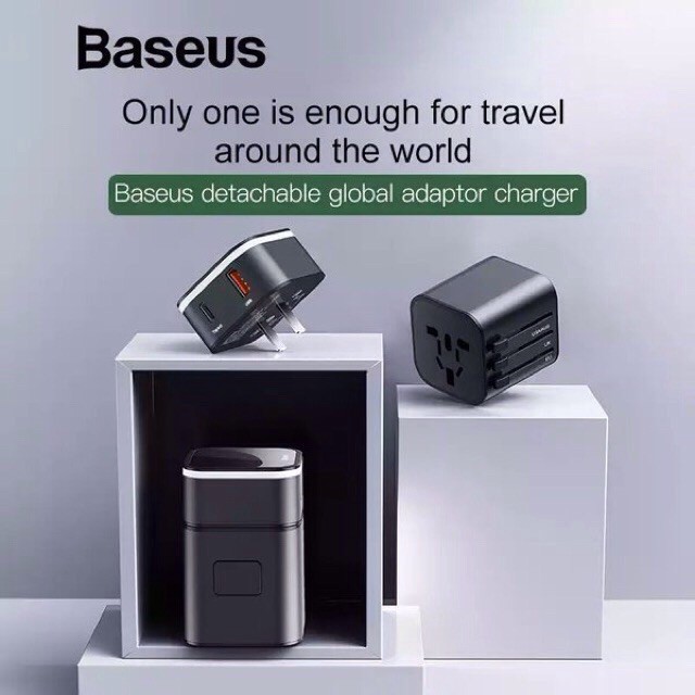 [Bh 12 Tháng] Bộ sạc nhanh du lịch đa năng Baseus Removable 2 in 1 Universal Travel Adapter PPS Quick Charger Edition