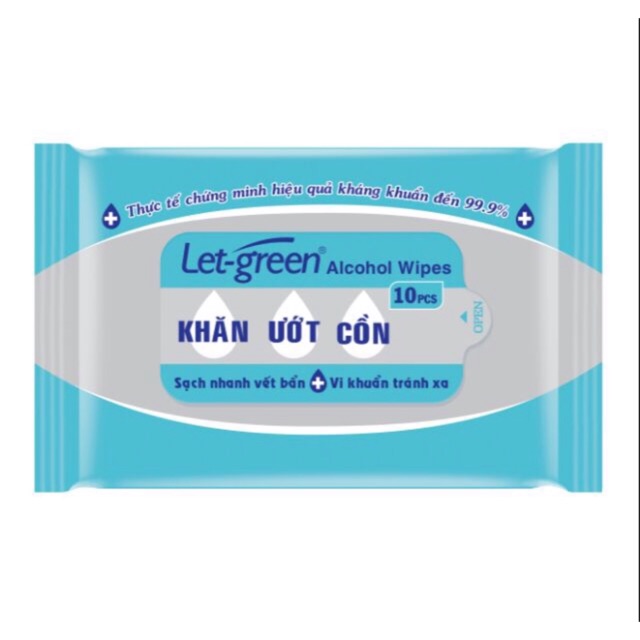 Khăn giấy ướt cồn diệt khuẩn Let-green 10 miếng