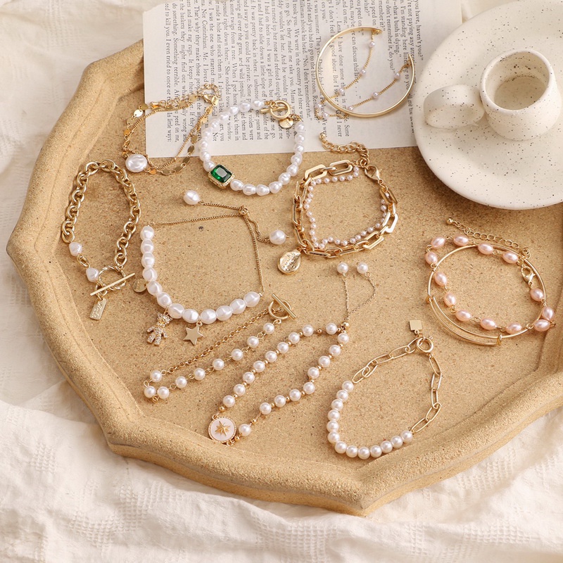 Vòng Tay Ngọc Trai Vàng Thời Trang Hàn Quốc Cho Nữ timetunnel