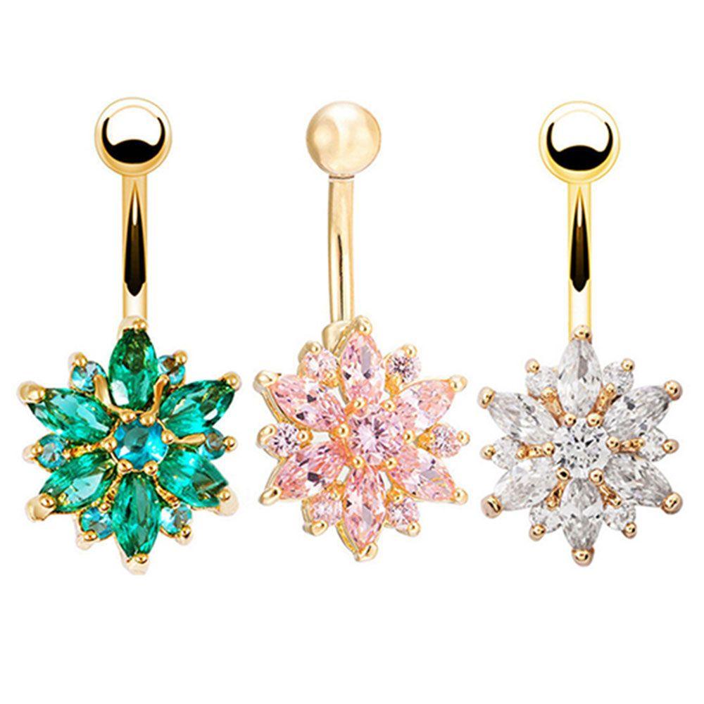 Khuyên Rốn Đính Đá Lấp Lánh Thời Trang|Khuyên Rốn Đính Đá Hình Hoa
