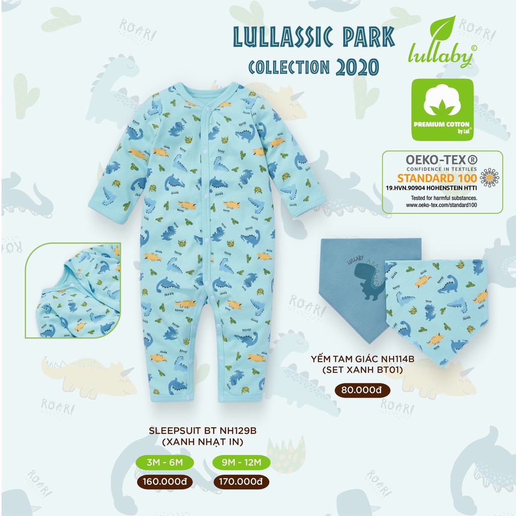 Body liền quần Lullaby cotton dày, sleepsuit Lullaby chất nỉ mềm mịn, hàng cao cấp chính hãng