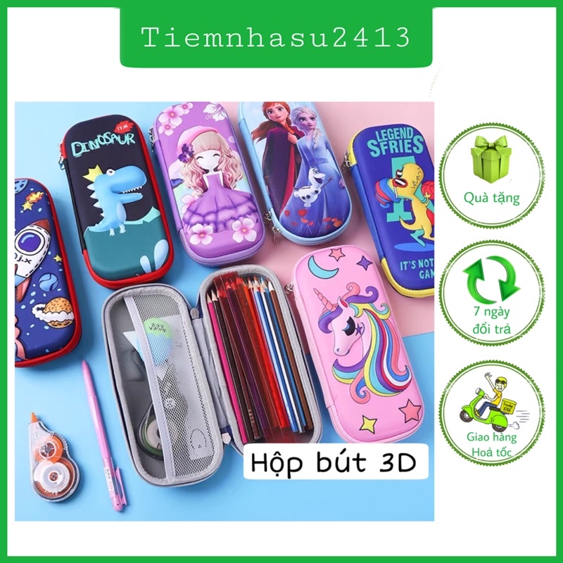 Hộp Bút, Bóp Viết In Nổi 3D Bọc vải, Hình hoạt hình Dễ Thương Sáng Tạo Cho Bé Trai, Bé Gái - TIỆM NHÀ SU