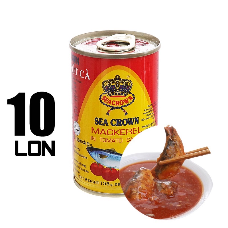 lốc 10 hộp cá nục sốt cà sea crow 155g (date xa)