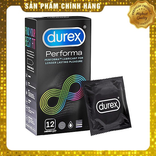 Bao cao su kéo dài thời gian hộp 12c Durex Performa - chính hãng