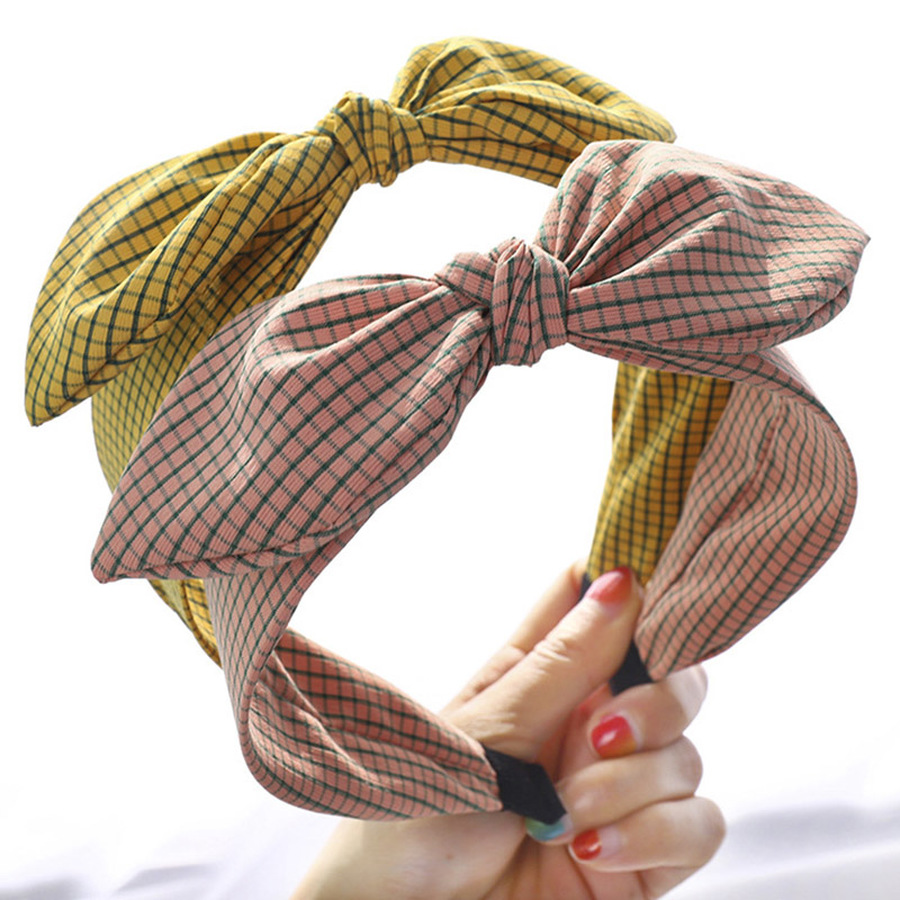 Băng Đô Nơ Họa Tiết Ca Rô Phong Cách Hàn Quốc Dành Cho Nữ