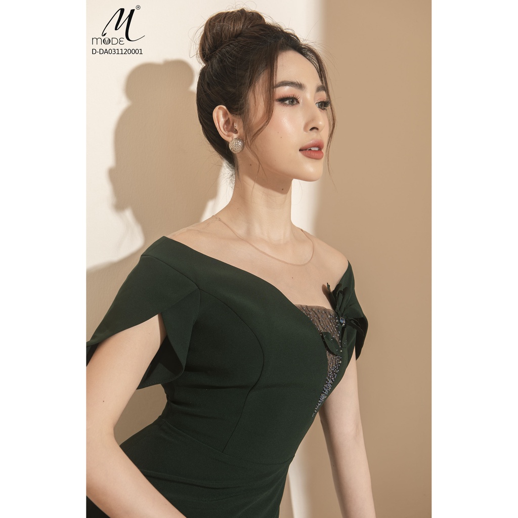 Đầm dáng A, trễ vai MMOutfit D-DA031120001
