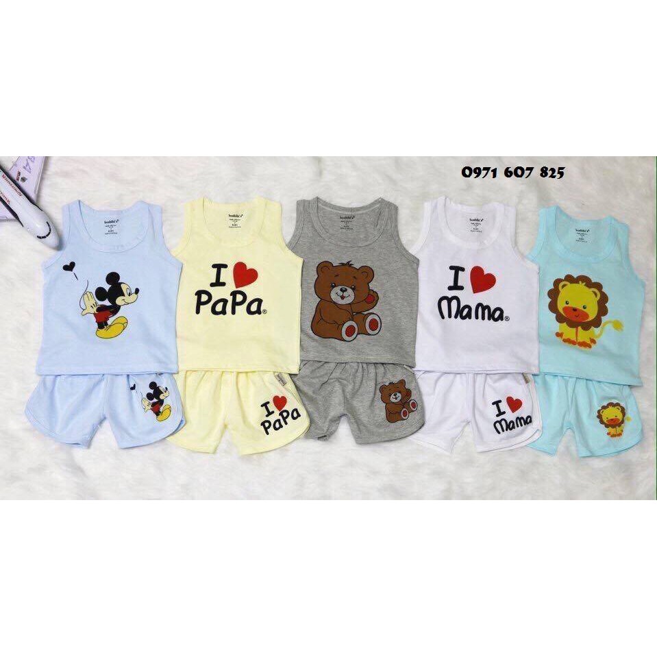 HÀNG LOẠI 1: Set 5 bộ gấu nâu sát nách cotton 2 chiều
