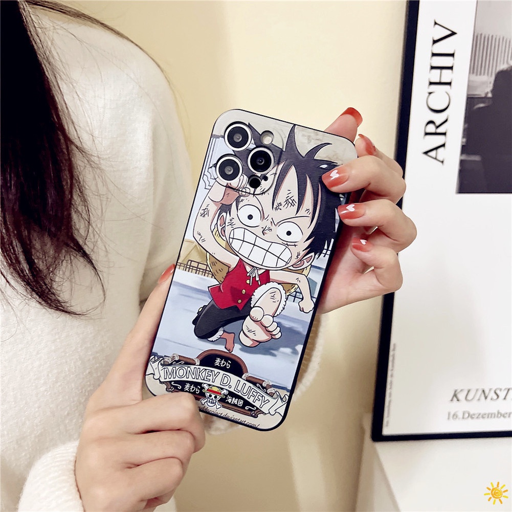 Cute Cartoon Anime MONKEY.D.LUFFY Casing compatible for iphone 13 11 12 Pro Max SE 2020 compatible for iphone7 8 6 6s 6plus 7Plus 8Plus Case Soft TPU Shockproof Protective Cover