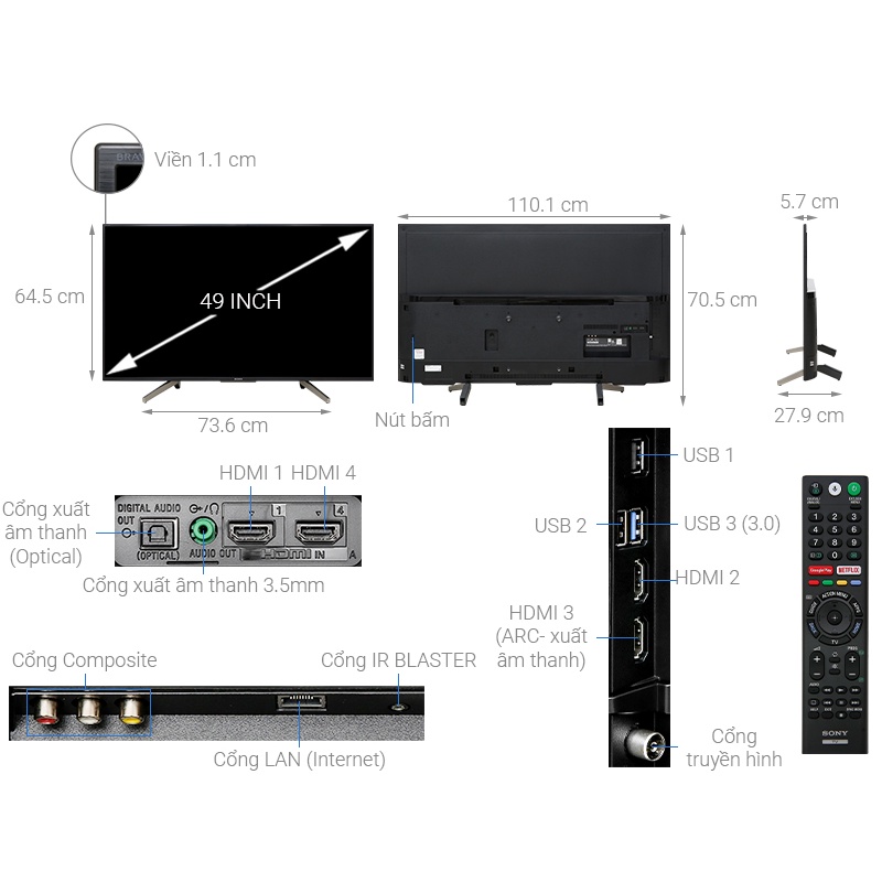 Android Tivi Sony 49 inch KDL-49W800G | BigBuy360 - bigbuy360.vn