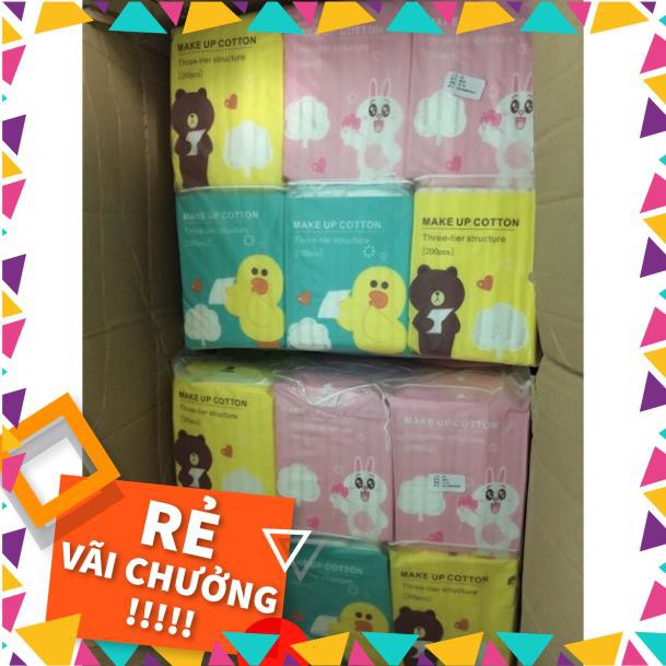 Bông Tẩy Trang Gấu Vịt Thỏ Silubi Hàn Quốc (200miếng) và Bông Yilingmeng nội địa trung 200 miếng