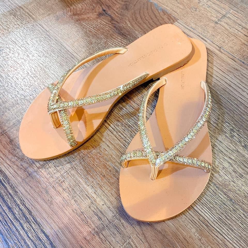 SHU STORE - DÉP NỮ THỜI TRANG QUAI ĐÁ HOA HOA MAI ĐẾ NÂU