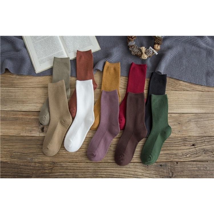 Tất len tăm hàn quốc vintage cổ cao 23cm - 221019001