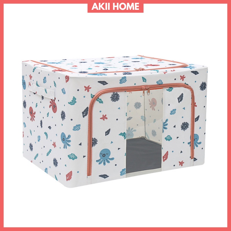 Hộp Đựng Quần Áo Khung Thép Chịu Lực Gấp Gọn Chống Nước Cao Cấp 66L 50x40x33cm TD01