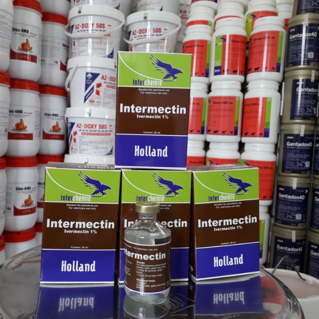 Intermectin 50ml. Nội ngoại ký sinh. Ve, ghẻ, bọ chét . Chó, heo, trâu, bò, dê, cừu