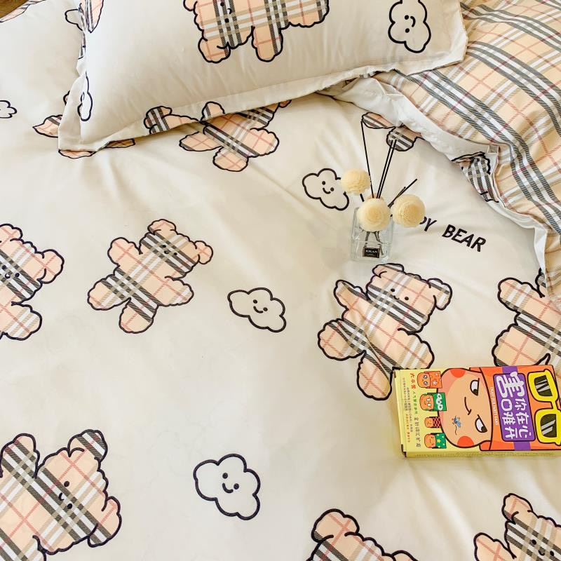 Bộ Ga Giường 4 Món Cotton 3D Poly Happy Bear Dùng Được 2 Mặt, Miễn Phí Bo Chun Theo Yêu Cầu - Minamo B04.2