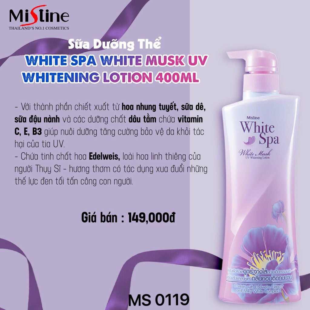 Sữa dưỡng thể White Spa Mistine Lotion 400ml (Thái Lan) Đủ mùi hương