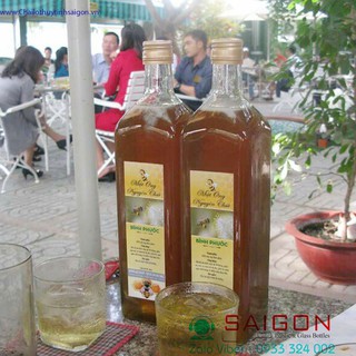 Chai thủy tinh vuông 1 lít nắp nhôm