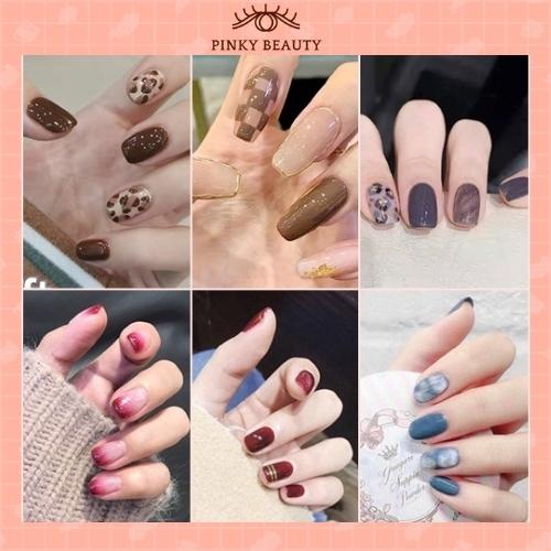 [Phụ Kiện Tặng Kèm 2 Món]Móng Tay Giả Kèm Keo Bộ 24 Móng Pinky Beauty Trang Trí Nail Nghệ Thuật, Họa Tiết Độc Đáo Cho Nữ