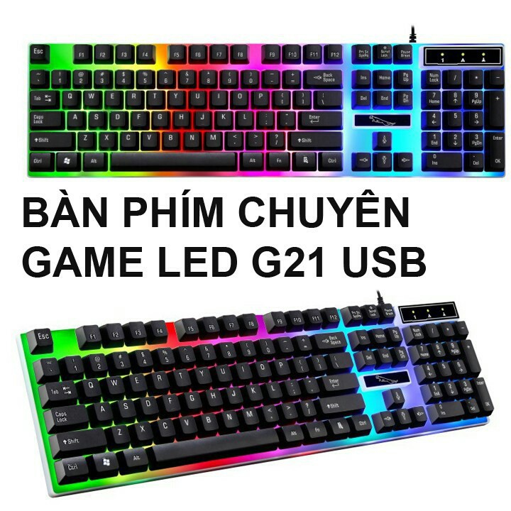 Freeship 50k Bàn phím giả cơ chuyên game cao cấp g21/g21B led 7 màu