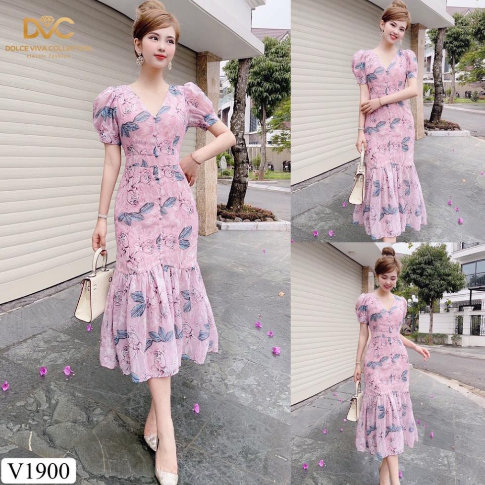 Váy hoa đuôi cá thiết kế V1900 - ĐẸP SHOP DVC ( Ảnh mẫu và ảnh trải sàn do shop tự chụp ) chính hãng