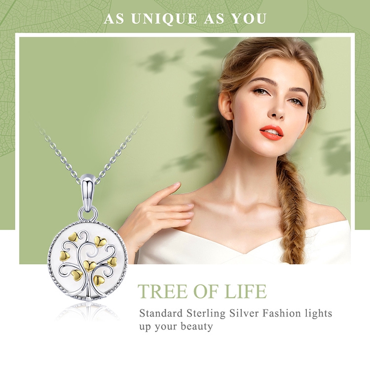 Dây chuyền BAMOER bằng bạc sterling 925 t họa tiết Cây của Sự sống
