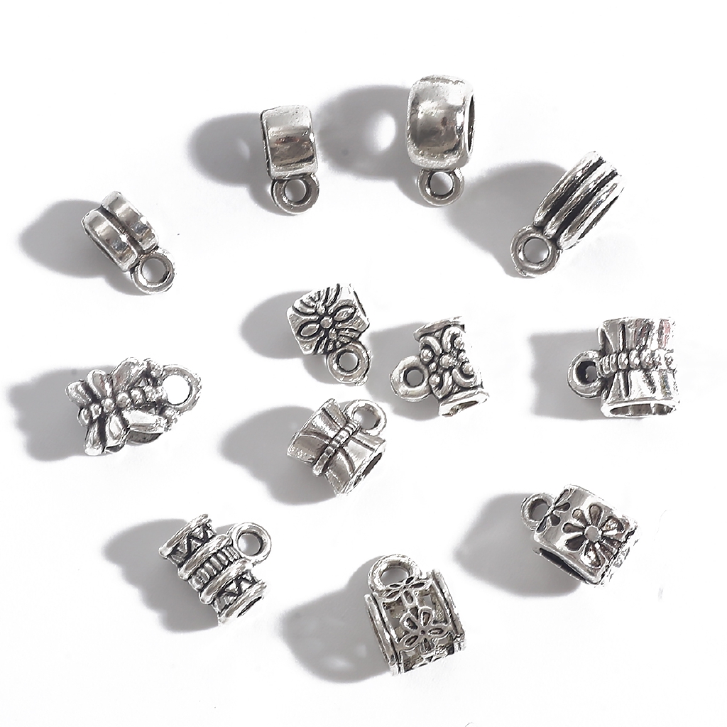 Bộ 20 hạt charm kim loại bạc pandora phong cách cổ điển dùng làm nhẫn vòng tay trang sức thủ công