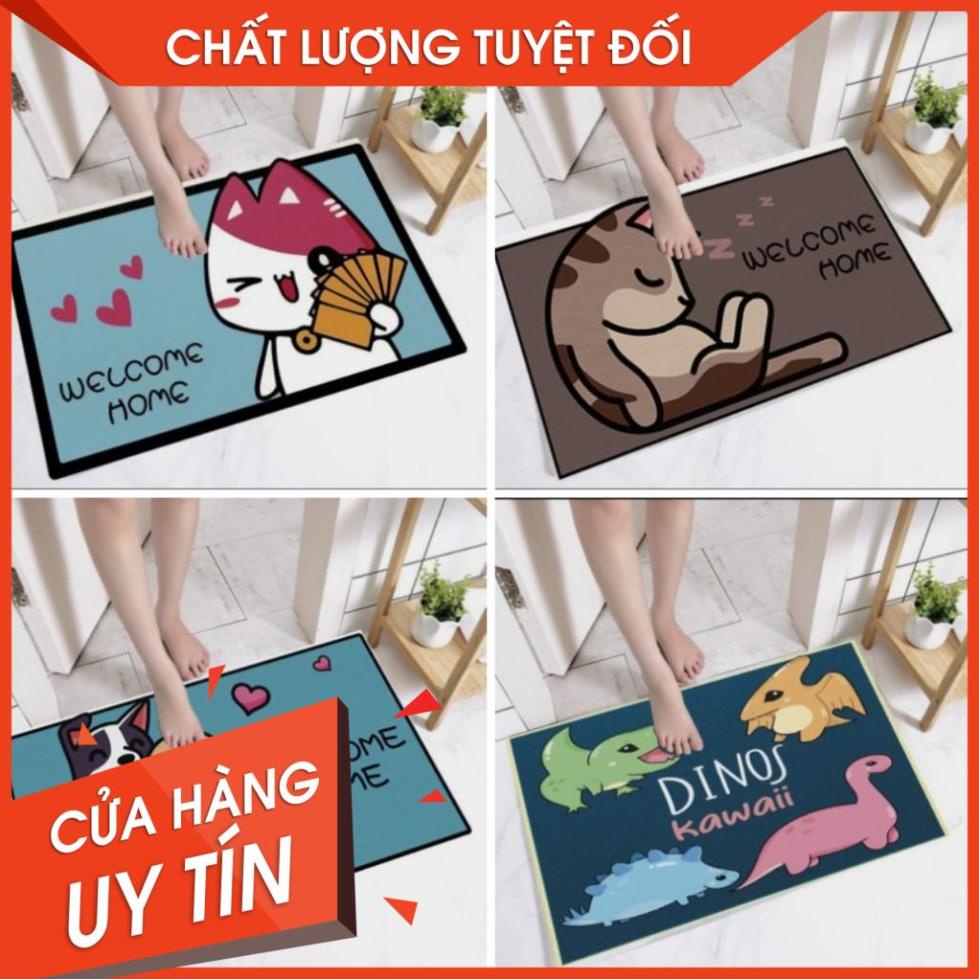 [ SIêu rẻ] Thảm chùi Chân 3D Chống Trơn Trượt Hình Thú Đáng Yêu kích thước 40x60cm