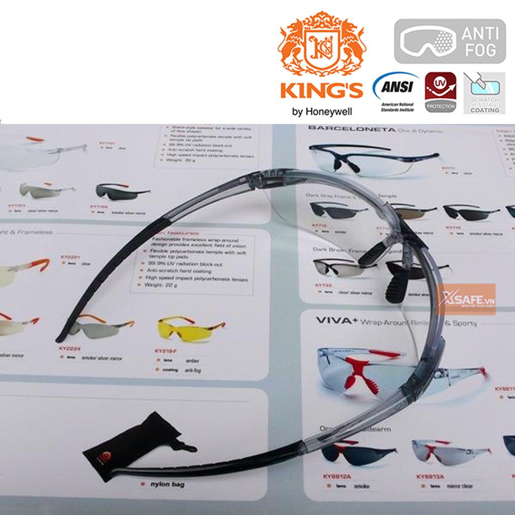 Kính bảo hộ Kings KY711 Kính chống bụi, chống đọng sương, chống tia UV, trầy xước, bảo vệ mắt khi đi xe máy, lao động