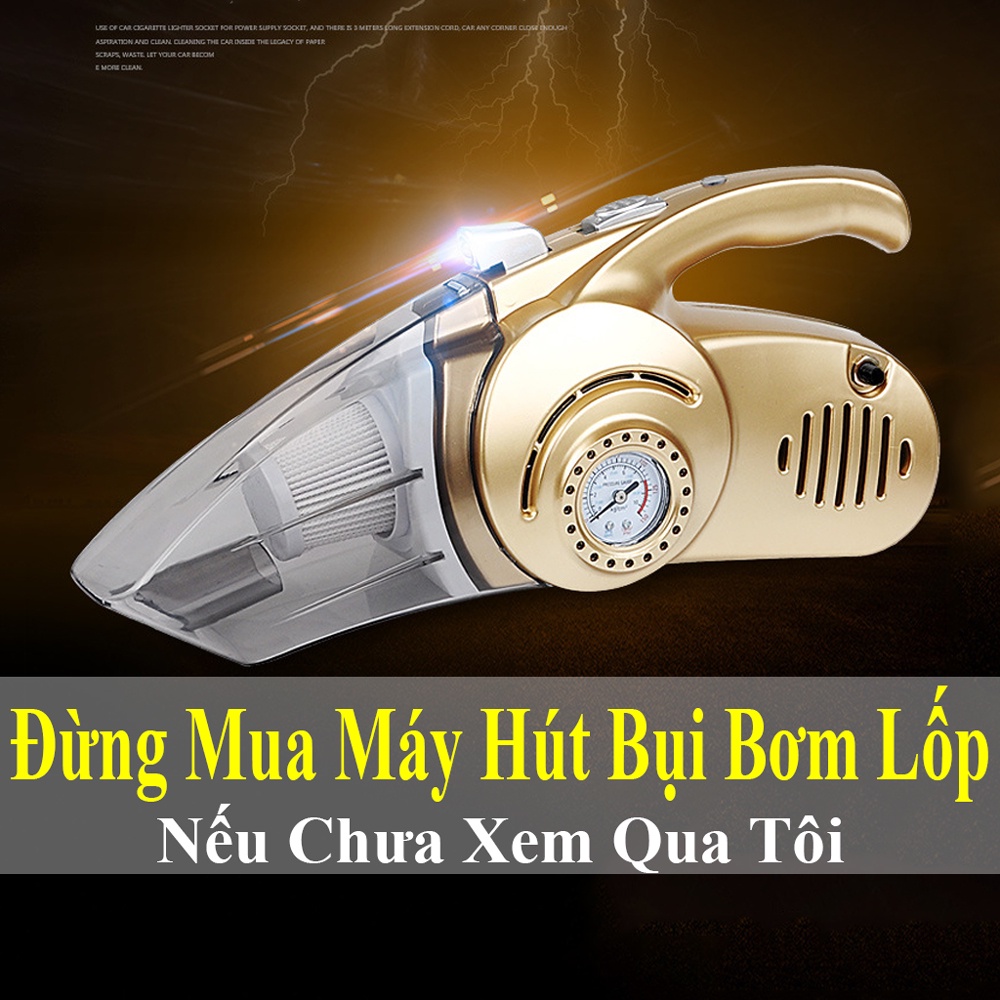 Máy Hút Bụi Cầm Tay 4 trong 1 Bơm Lốp Bánh Xe Hơi Ô Tô Yeloo Dây 5M | 120W Có đèn LED - MeBoom