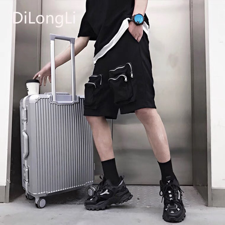 Quần Short Nam Ngố KaKi Màu Đen Phong Cách Unisex 2 Túi Kéo Khóa 1HIT_UNISEX
