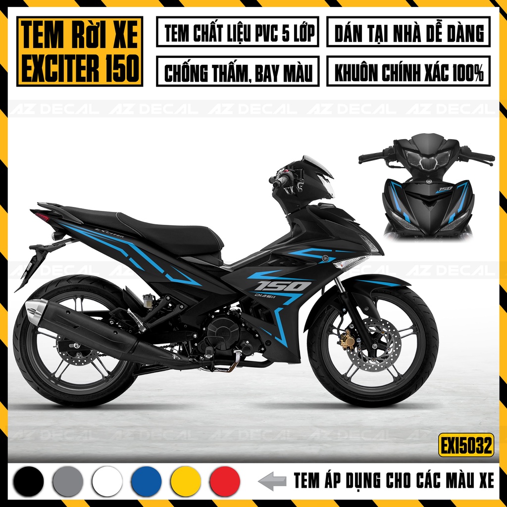 Tem Exciter 150 Thiết Kế Tem Chỉ Cực Chất | EX15032 | Decal Dán Xe Ex 150 Chống Nước Bền Màu Dễ Dán Tại Nhà