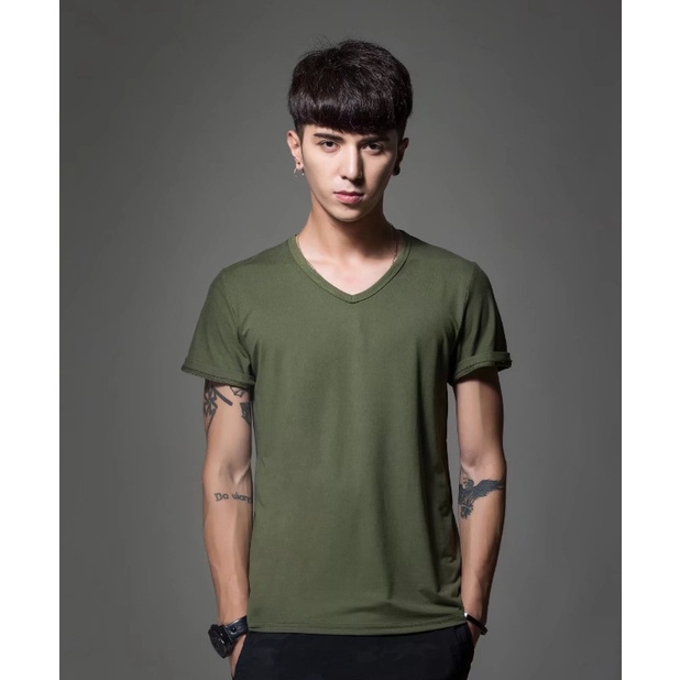 Áo phông nam cổ chữ V Màu đơn giản Thể thao nhanh khô Áo phông trơn màu đen Trắng trên cùng FURILINE VFAL082