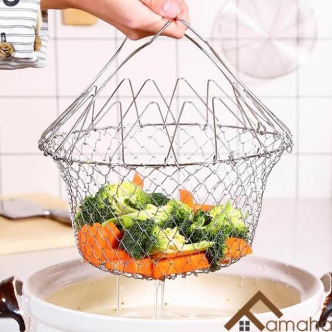 [XẢ KHO+FREE SHIP] Rổ Nhúng Inox 304 An Toàn Không Gỉ, Để Ráo Dầu Chiên, Vớt Rau Củ